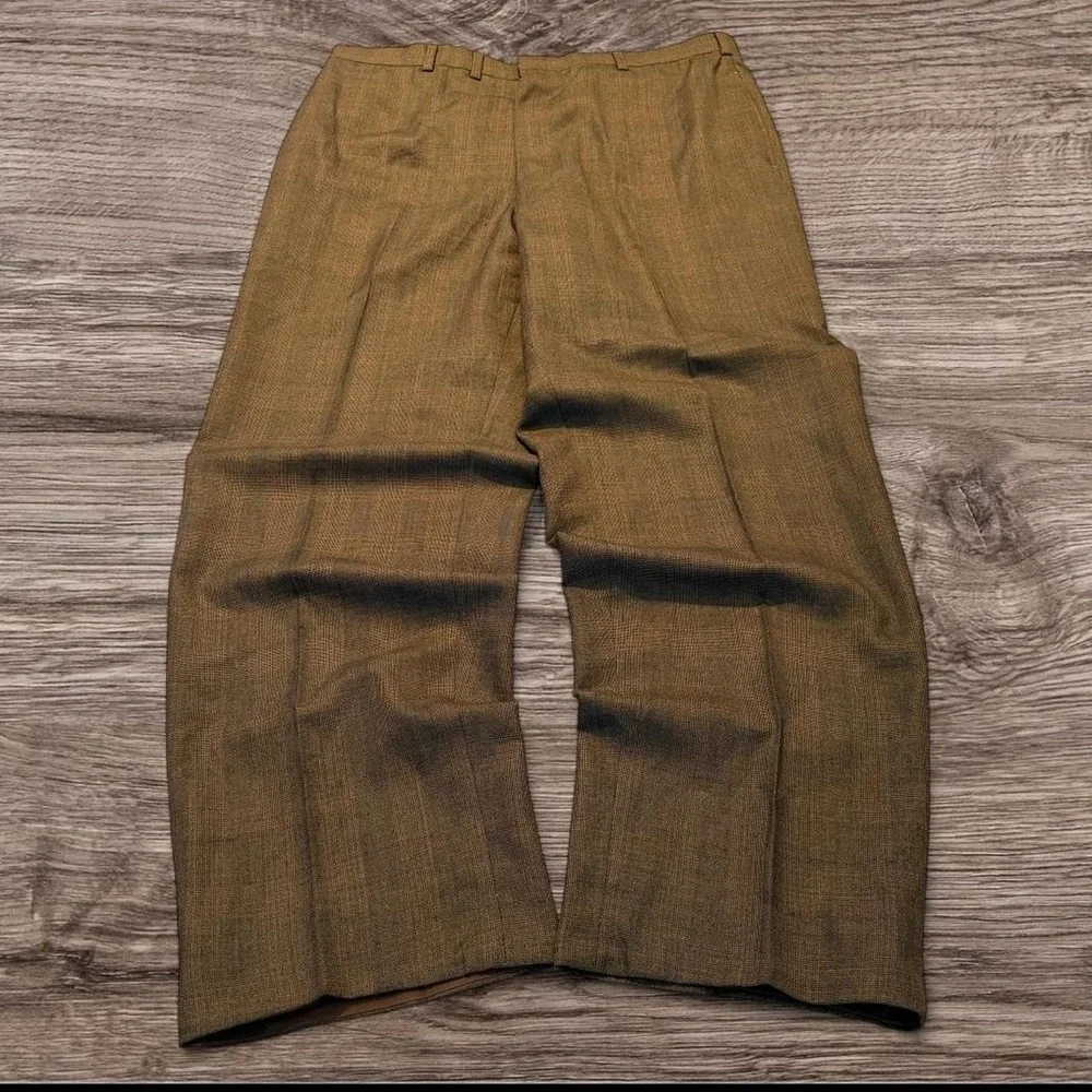 36x30 Brown Pleated Baggy Wide Leg Dress Pants Y2K 2000s Vintage